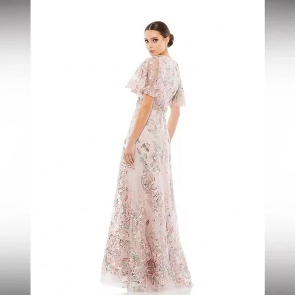 MAC DUGGAL Floral Flutter Sleeve A Line Empire PROM wedding galas fund raiser